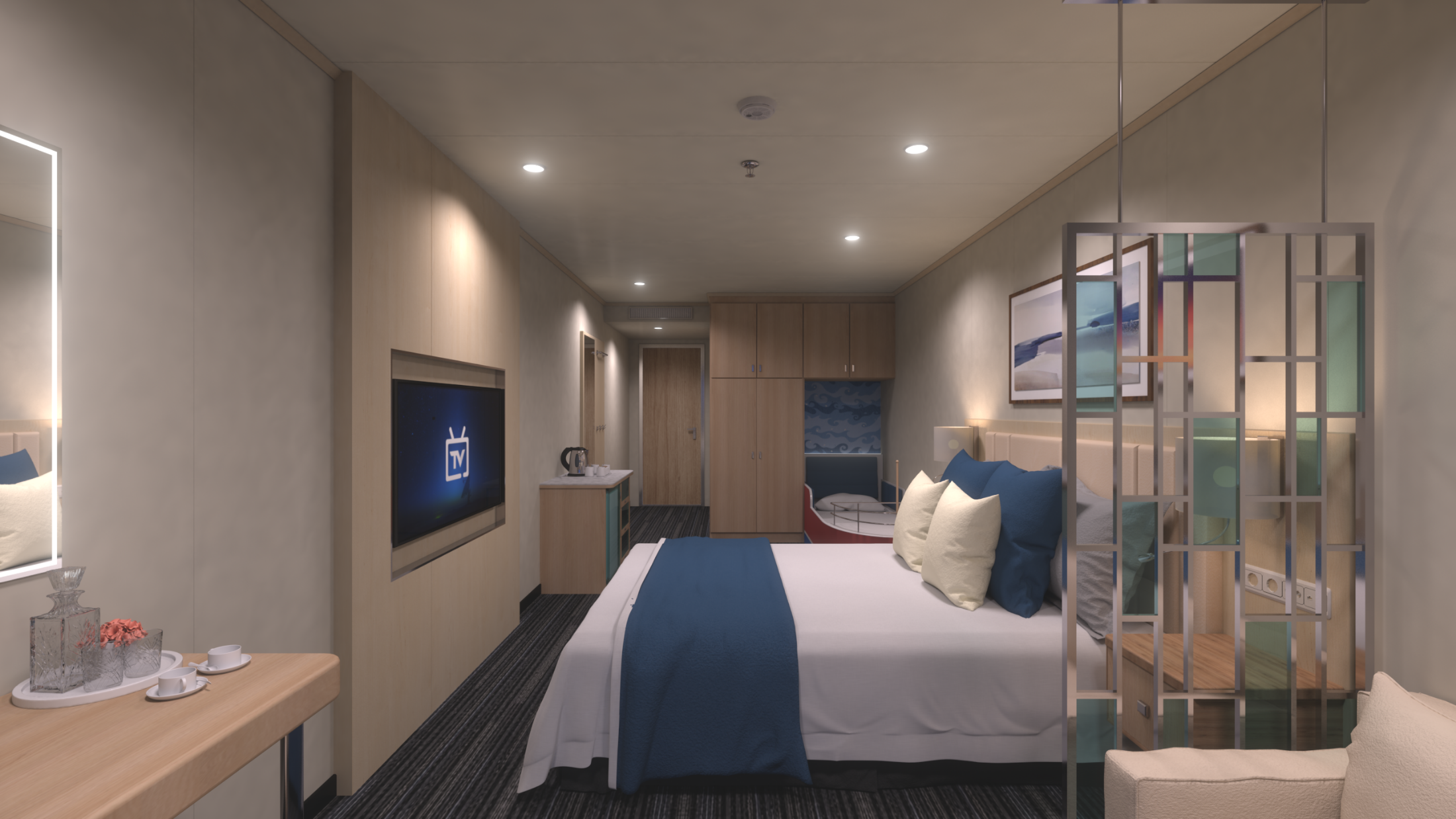 a型房间29平方,观景甲板25平方;b型房间27平方观景甲板14平方) 家庭